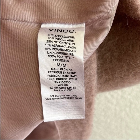 Vince Texture Wool Alpaca Long Coat Mauve Orchid Pink - Picture 9 of 10